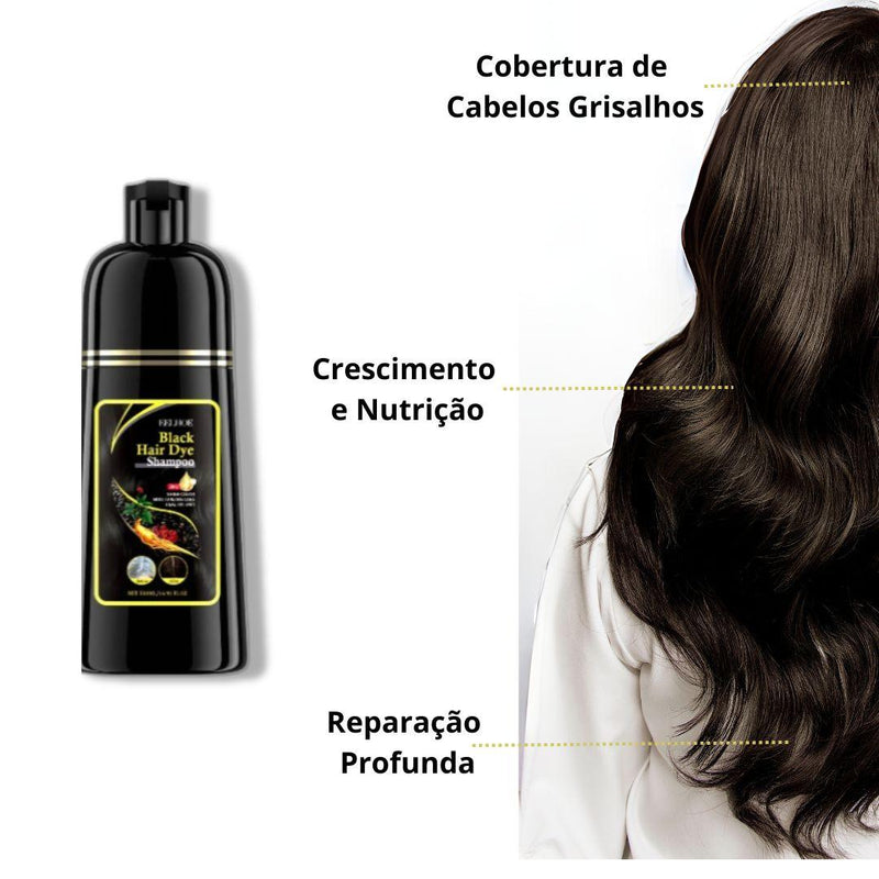 Shampoo EELHOE 3 em 1 Cabelo Forte e Escuro - Crescimento, Nutrição e Cobertura de Cabelos Grisalhos