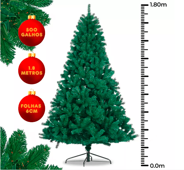 Árvore de Natal Luxo Pinheiro Dinamarquês Gigante 180cm - 500 Galhos - Universe Shopping