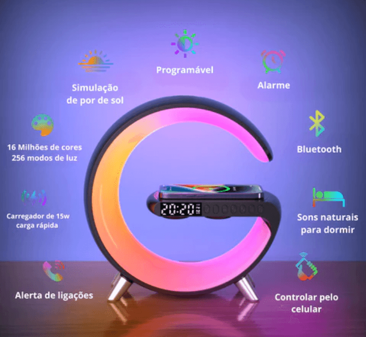 SpectraCharge® - Seu Despertador LED RGB com Carregamento por Indução para Todos os Telefones com Suporte a Carregamento Sem Fio - Universe Shopping