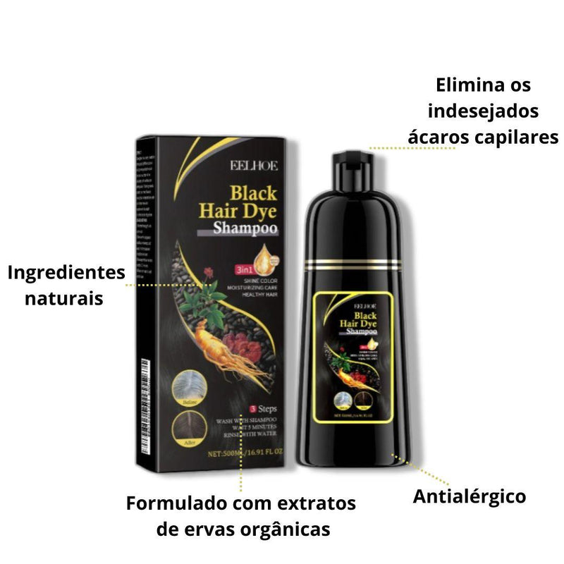 Shampoo EELHOE 3 em 1 Cabelo Forte e Escuro - Crescimento, Nutrição e Cobertura de Cabelos Grisalhos