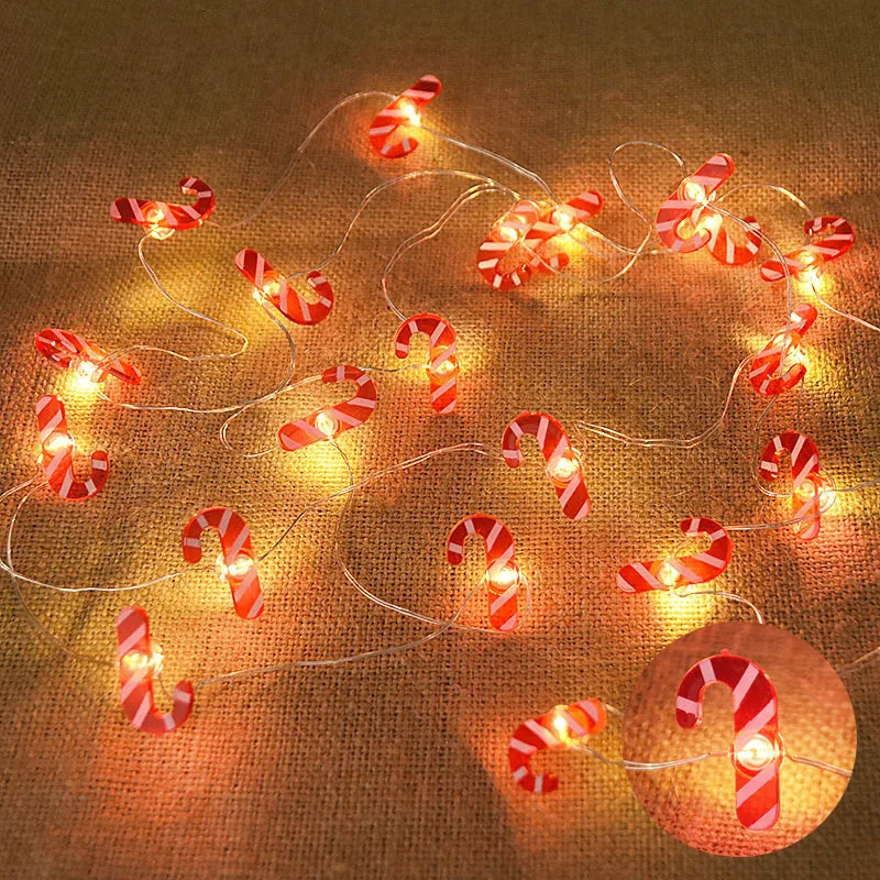 Cordão de Luzes de Natal com 20 LEDs - Papai Noel e Floco de Neve (2M)