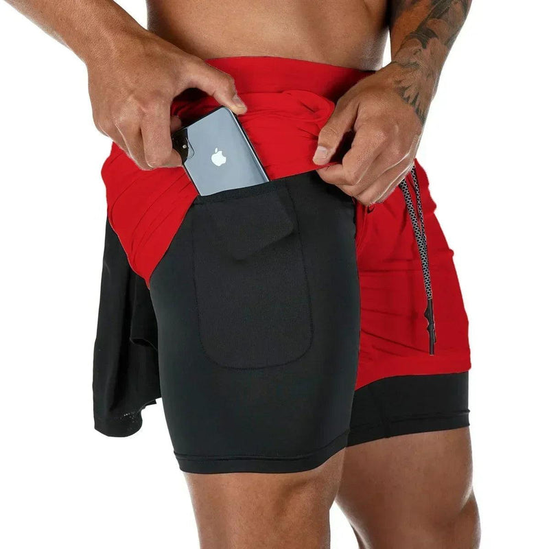 Shorts Masculino DualPro: Secagem Rápida e Performance Esportiva com Camada Dupla e Suporte para Celular - Universe Shopping