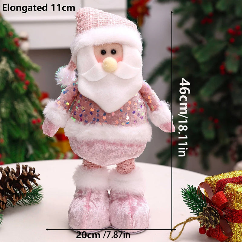 Bonecos de Natal Rosa com Lantejoulas - Papai Noel, Boneco de Neve e Alce