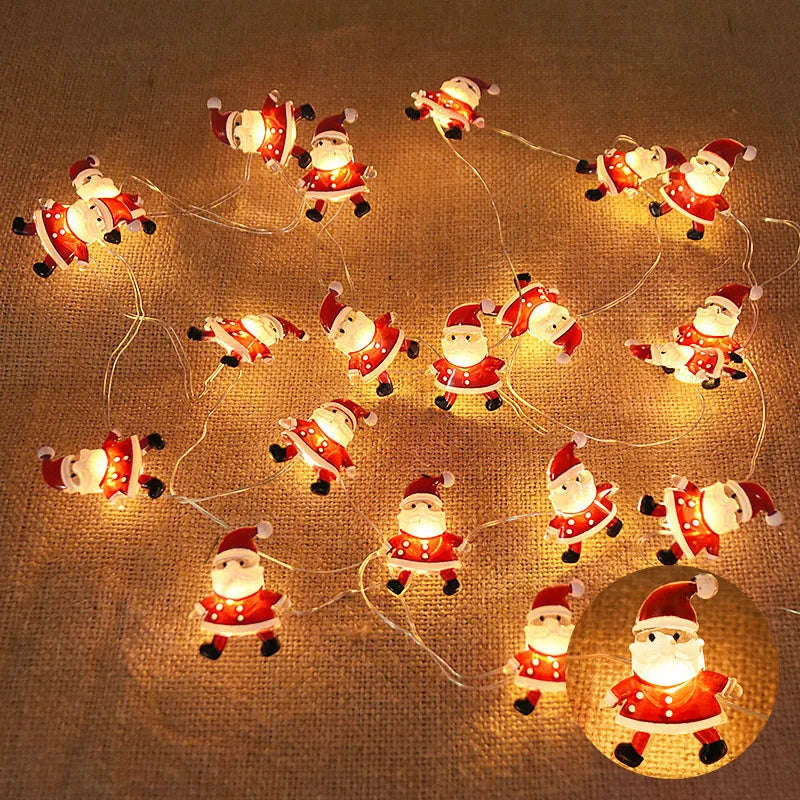 Cordão de Luzes de Natal com 20 LEDs - Papai Noel e Floco de Neve (2M)